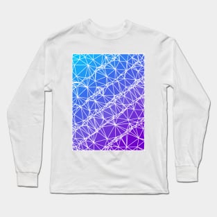 Blue to Purple Wireframe Geometric Abstract Artwork Long Sleeve T-Shirt